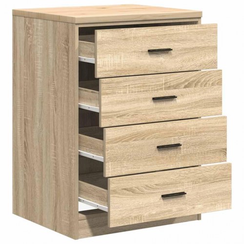 Garageopbevaringsskab med 4 skuffer - Sonoma eg, 60 × 51 × 85 cm, massivt fyrretræ
