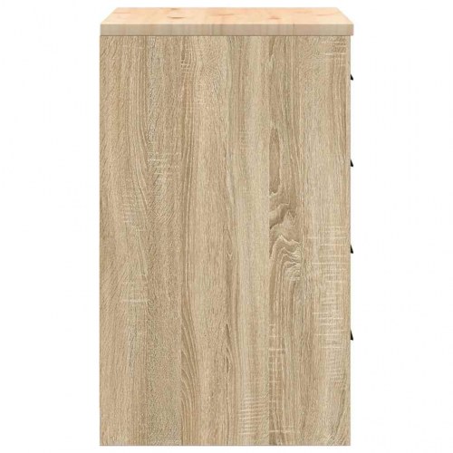 Garageopbevaringsskab med 4 skuffer - Sonoma eg, 60 × 51 × 85 cm, massivt fyrretræ