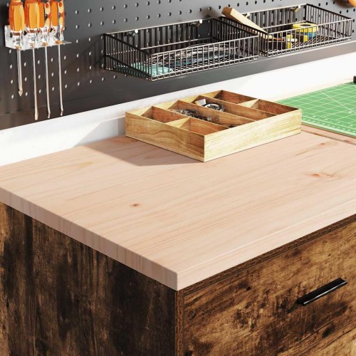 Garageopbevaringsskab med 4 skuffer - røget eg, 60×51×85 cm, bordplade i massivt fyrretræ