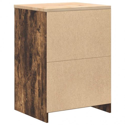 Garageopbevaringsskab med 4 skuffer - røget eg, 60×51×85 cm, bordplade i massivt fyrretræ