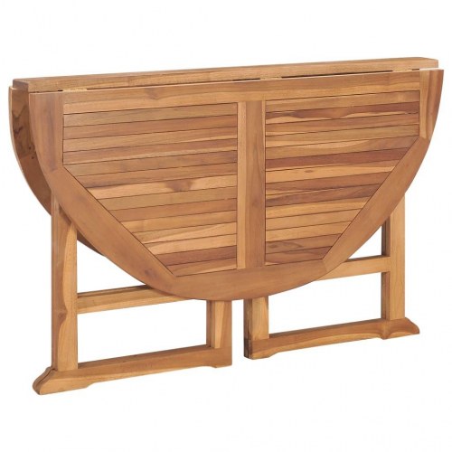 Foldbart havebord Ø120x75 cm massivt teaktræ
