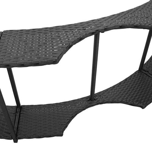 Spakant med opbevaring og trætrin polyrattan sort