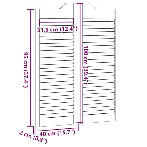 Svingdøre 1-par 100x80 cm lameldesign massivt fyrretræ