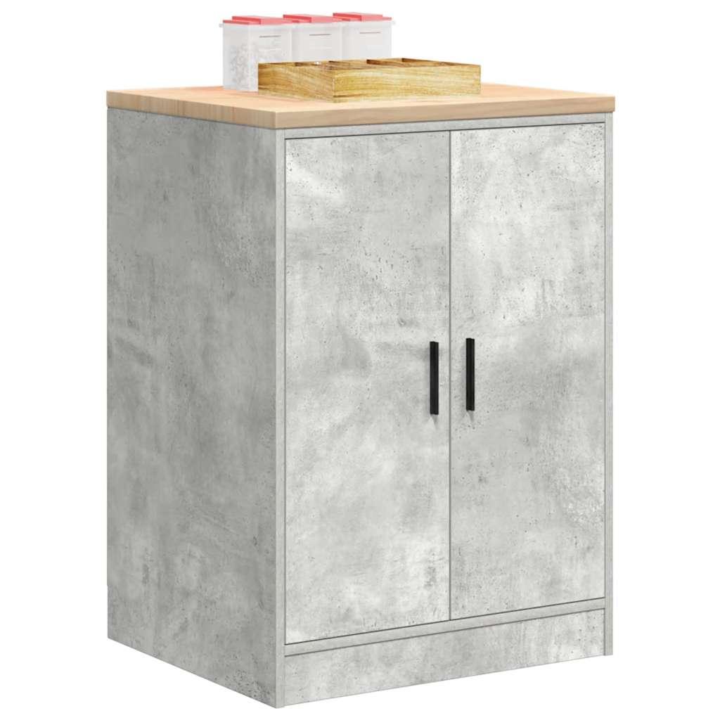 Garageopbevaringsskab Beton Grå 60x51x85cm Massivt træ Fyrretræ