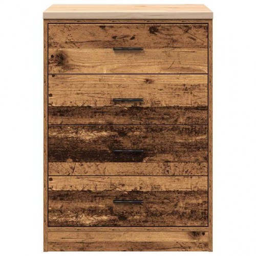Garageopbevaringsskab i gammelt træ - 60 × 51 × 85 cm, 4 skuffer