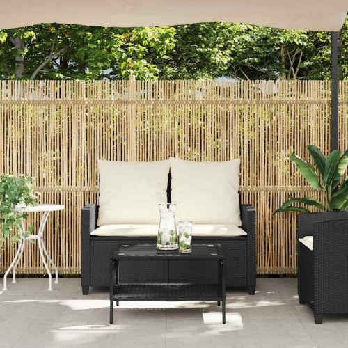 2-personers havesofa med bord og hynder - sort/cremefarvet