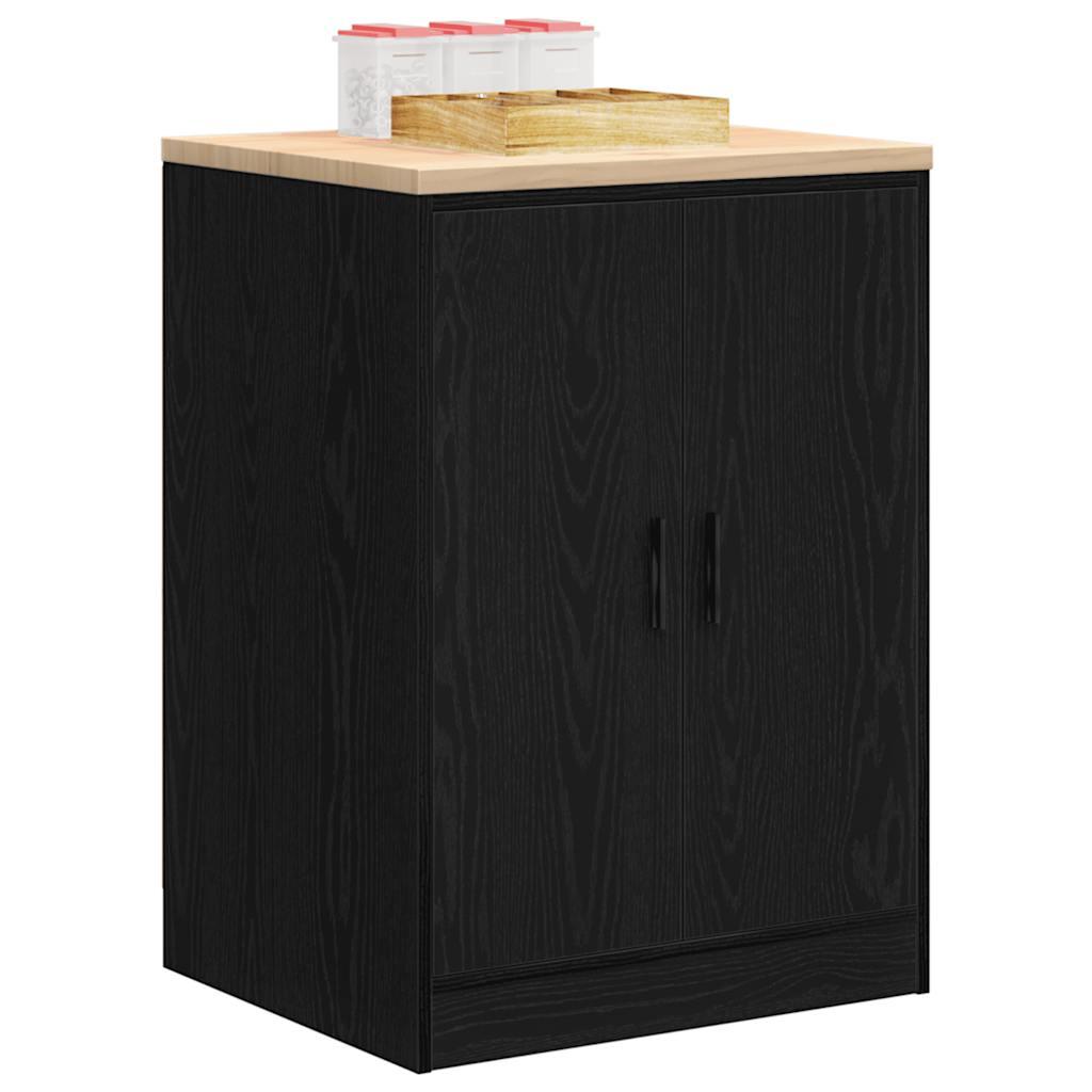 Garageopbevaringsskab Sort 60x51x85 cm Massivt træ Fyrretræ