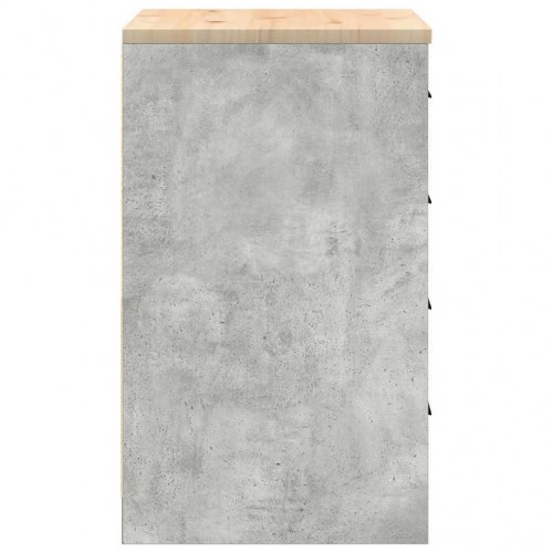 Garageopbevaringsskab med 4 skuffer - betongrå, 60 × 51 × 85 cm, bordplade i massivt fyrretræ