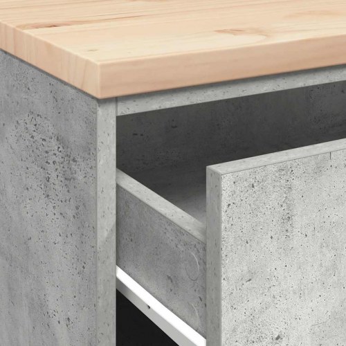 Garageopbevaringsskab med 4 skuffer - betongrå, 60 × 51 × 85 cm, bordplade i massivt fyrretræ