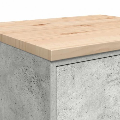 Garageopbevaringsskab med 4 skuffer - betongrå, 60 × 51 × 85 cm, bordplade i massivt fyrretræ