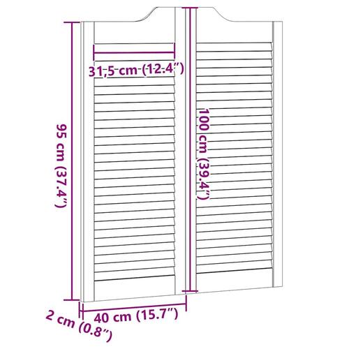 Svingdøre 2-par 100x80 cm lameldesign massivt fyrretræ