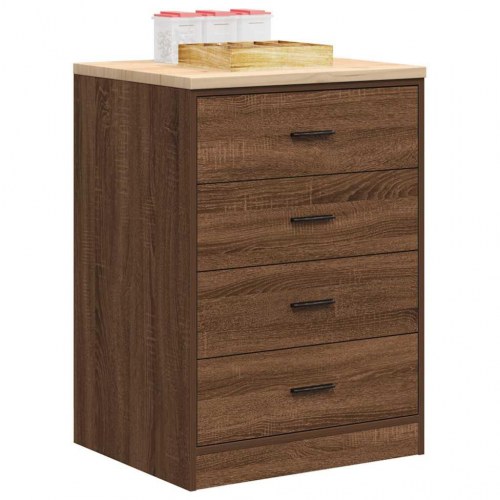Garageopbevaringsskab med 4 skuffer - brun eg, 60×51×85 cm