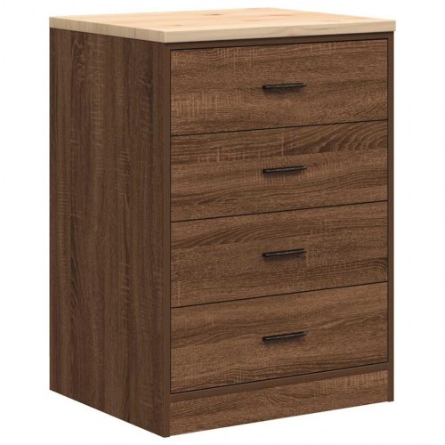 Garageopbevaringsskab med 4 skuffer - brun eg, 60×51×85 cm
