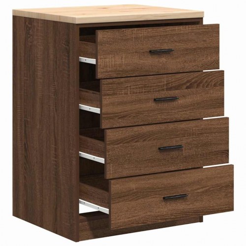 Garageopbevaringsskab med 4 skuffer - brun eg, 60×51×85 cm