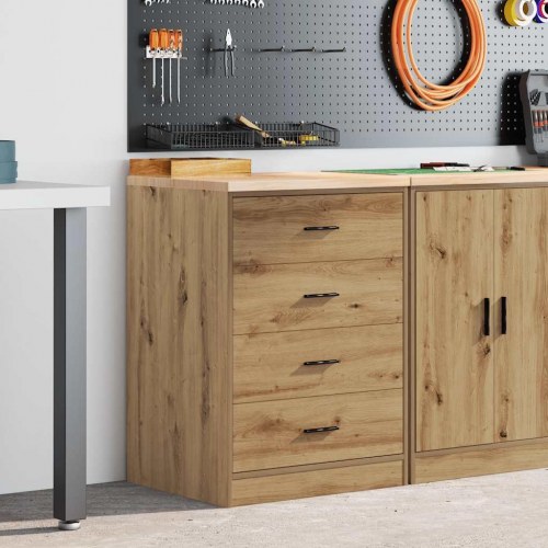 Garageopbevaringsskab i håndværks eg - 60 × 51 × 85 cm med 4 skuffer