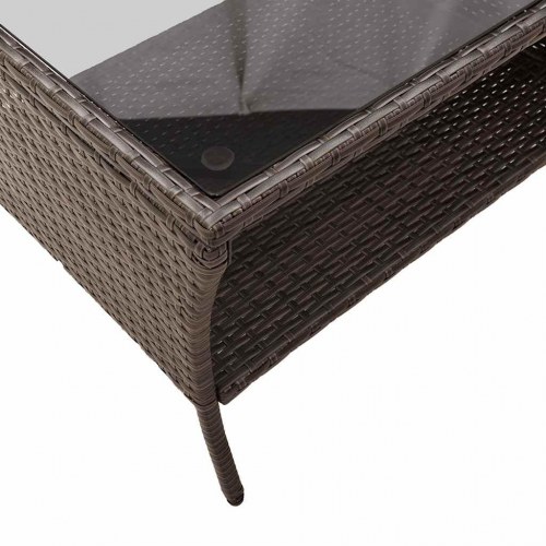 2-personers havesofa med bord og hynder - brun/cremefarvet
