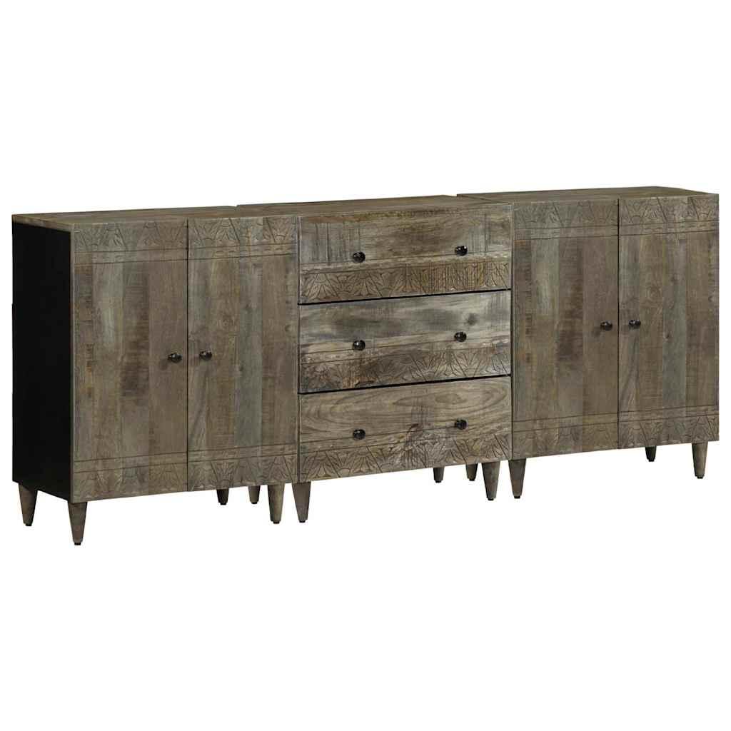 Skænke 3 stk. 60x33,5x75 cm massivt mangotræ lysegrå