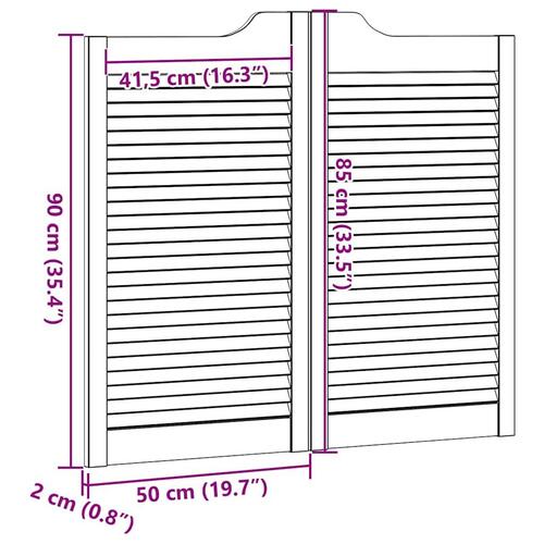 Svingdøre 2-par 90x100 cm lameldesign massivt fyrretræ