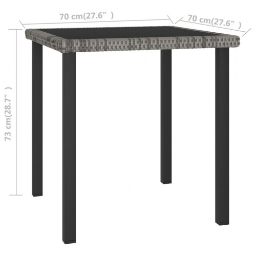 Havebord i polyrattan 70 × 70 × 73 cm - grå