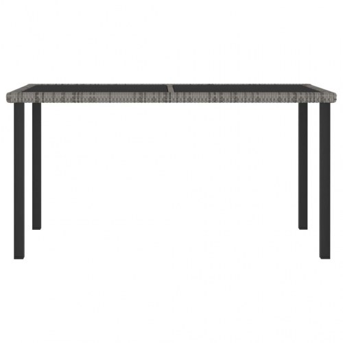 Havebord i polyrattan med glasplade - grå, 140 × 70 × 73 cm