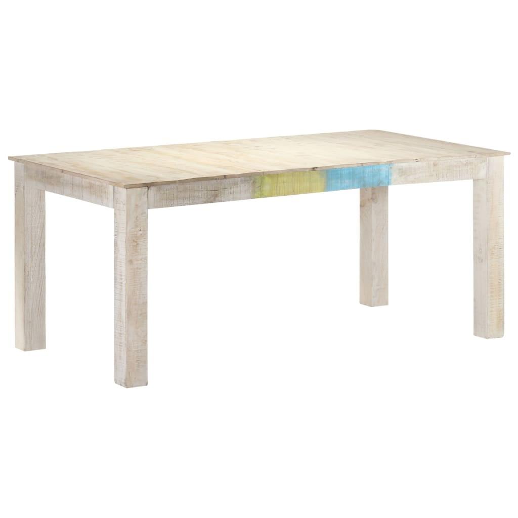Spisebord 180x90x76 cm massivt mangotræ hvid