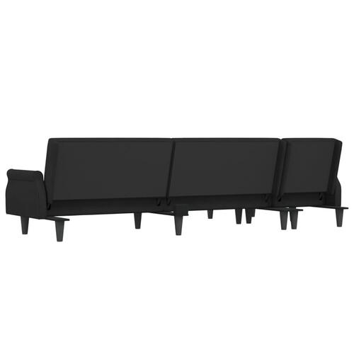 Sovesofa med chaiselong 271x140x70 cm velour sort