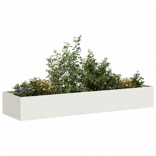 Plantekasse i stål - 280 × 80 × 40 cm, hvid