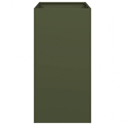 Plantekasse i stål 40×80×80 cm - olivengrøn højbed til have og terrasse