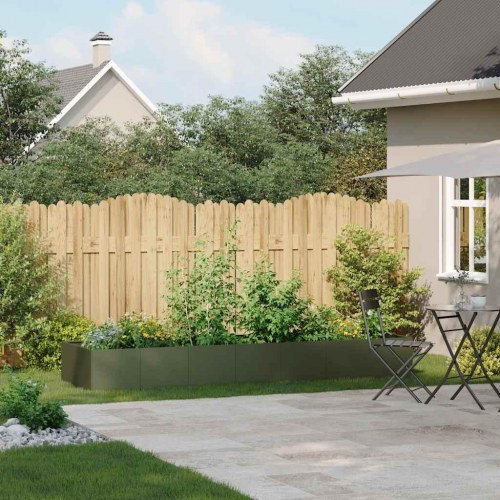 Plantekasse i stål 280 × 80 × 40 cm - olivengrøn højbed til have og terrasse