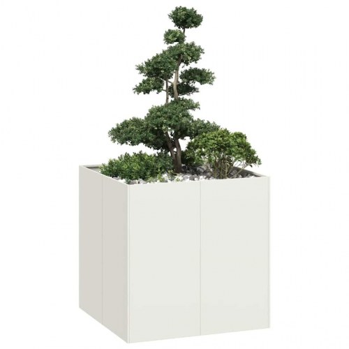 Plantekasse i stål - 80×80×80 cm, hvid