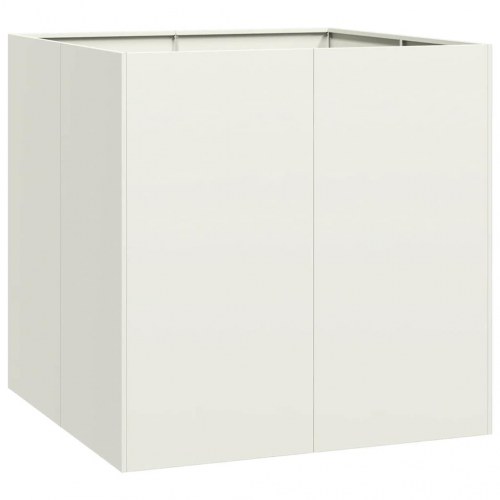 Plantekasse i stål - 80×80×80 cm, hvid
