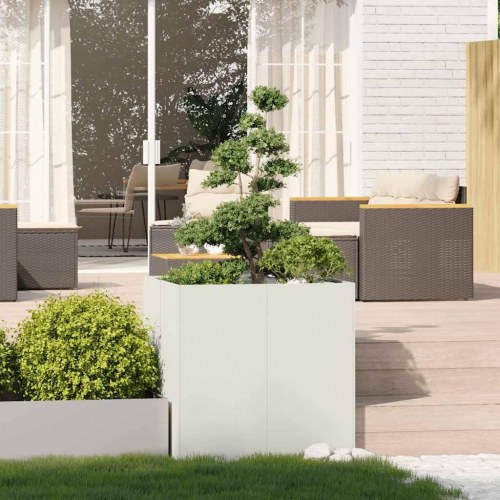 Plantekasse i stål - 80×80×80 cm, hvid