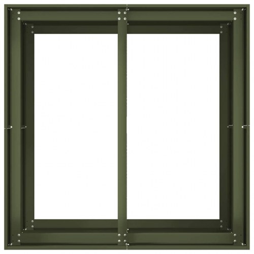 Plantekasse i stål 80×80×80 cm - olivengrøn