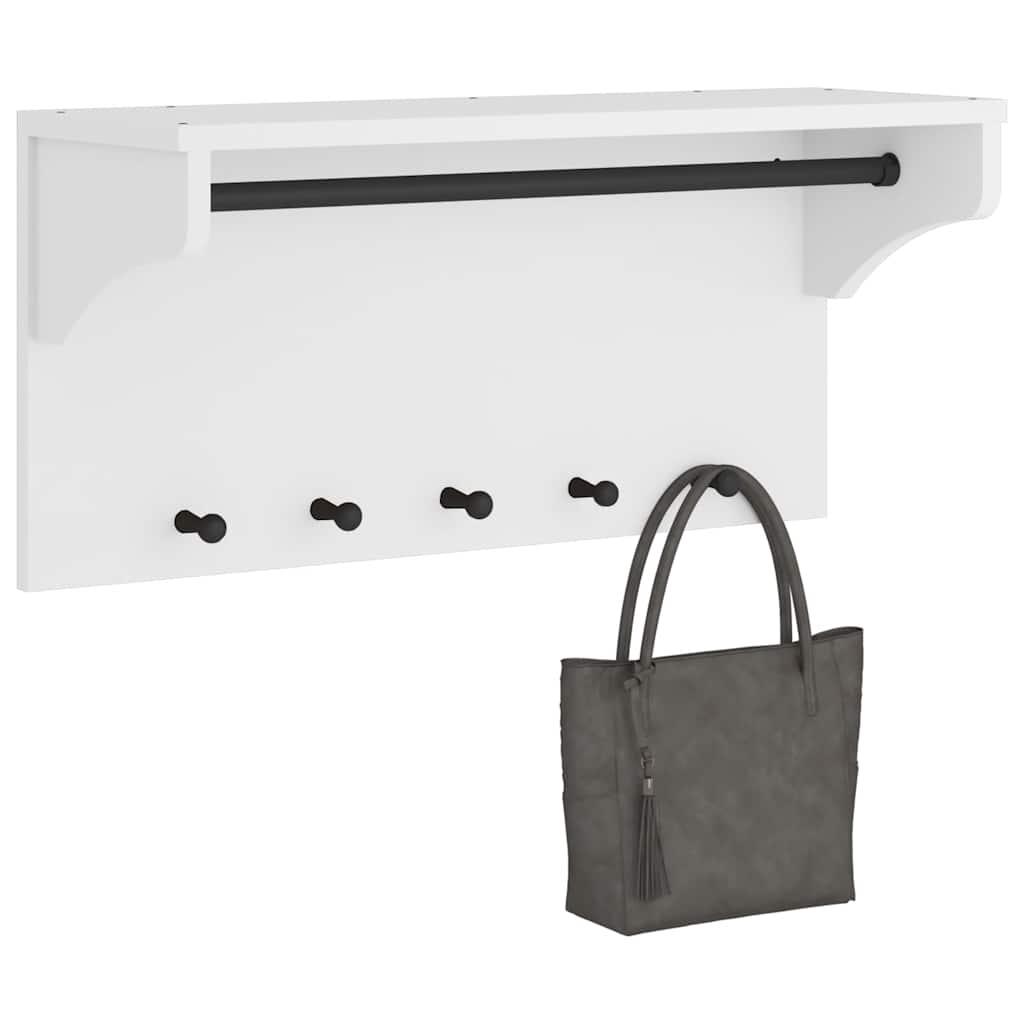 Væghængt knagerække SANDNES 87x30x42 cm massivt fyrretræ hvid