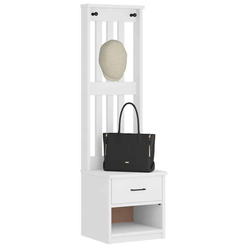 Hall Træ Sandens 45X40X159,5 Cm Massivt Fyrretræ - Hvid