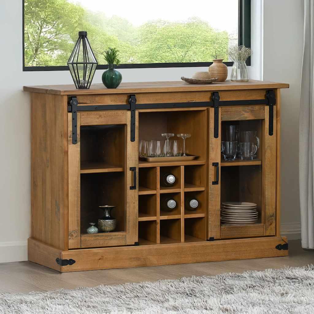 Skænk Halden 2 Skydedøre 112x40x80 Cm Massivt Træ