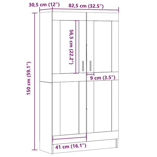 Bogskab 82,5x30,5x150 cm konstrueret træ antikt træ