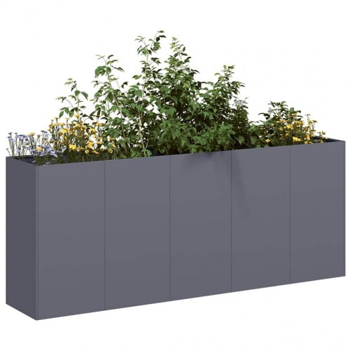 Plantekasse 200×40×80 cm i koldvalset stål - antracitgrå