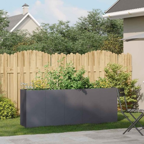 Plantekasse 200×40×80 cm i koldvalset stål - antracitgrå