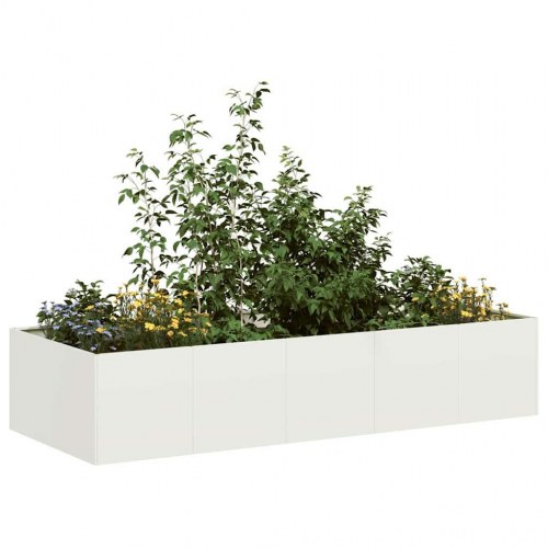 Plantekasse i stål - 200 × 80 × 40 cm, hvid, højbed med åben bund