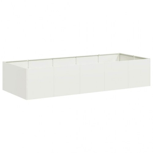 Plantekasse i stål - 200 × 80 × 40 cm, hvid, højbed med åben bund