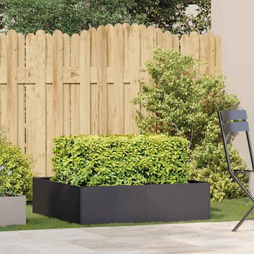 Plantekasse 100 × 100 × 30 cm i sort stål - højbed til have og terrasse