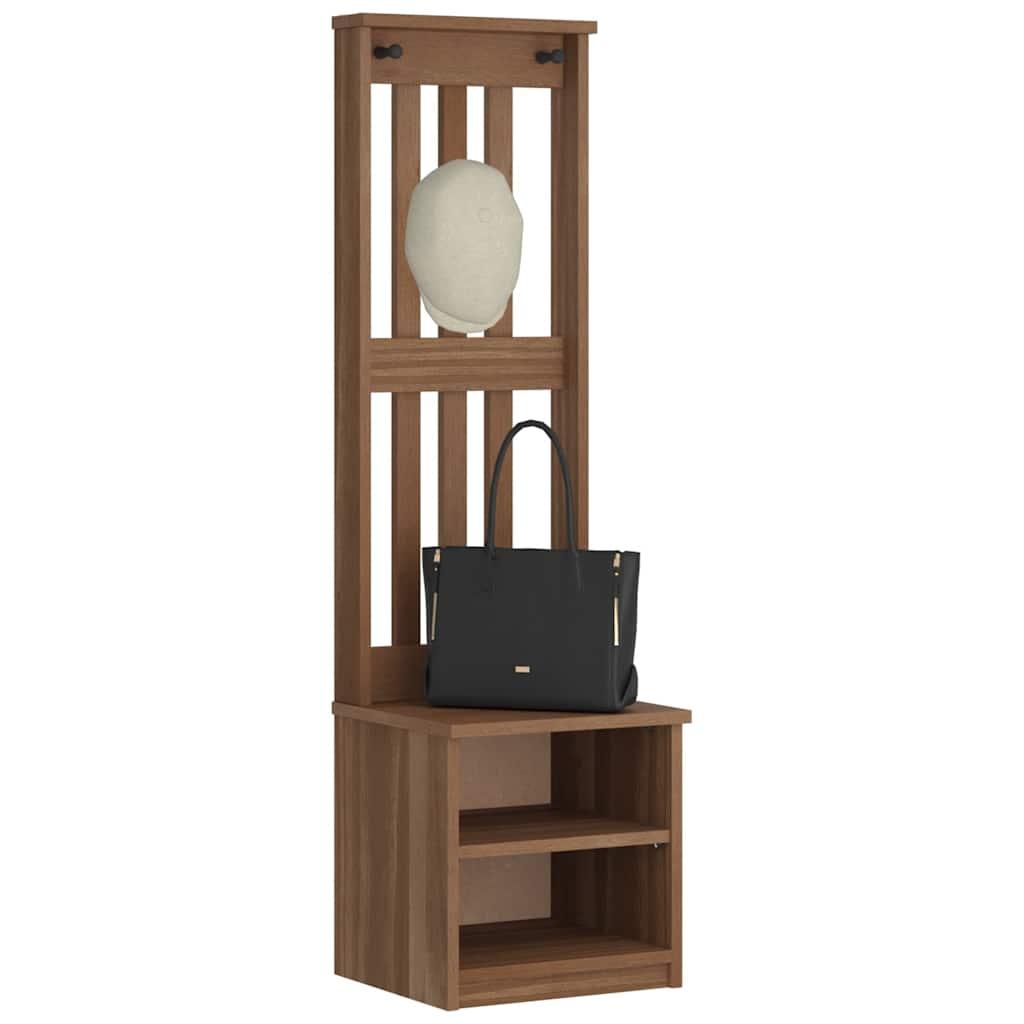 Hall Træ Sandens 45X40X159,5 Cm Massivt Fyrretræ - Mørkebrun