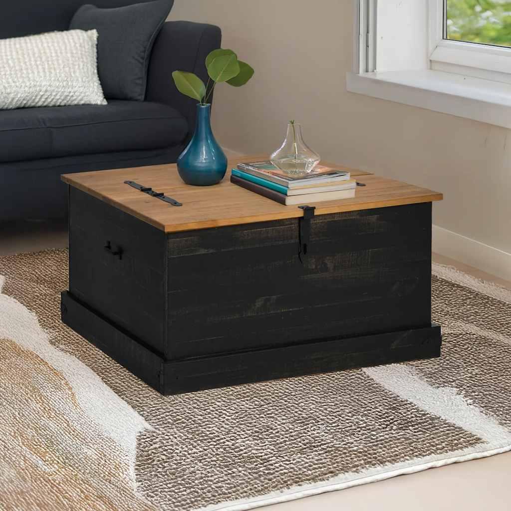 Opbevaringskiste Halden 91X91X47 Cm Massivt Fyrretræ - Sort