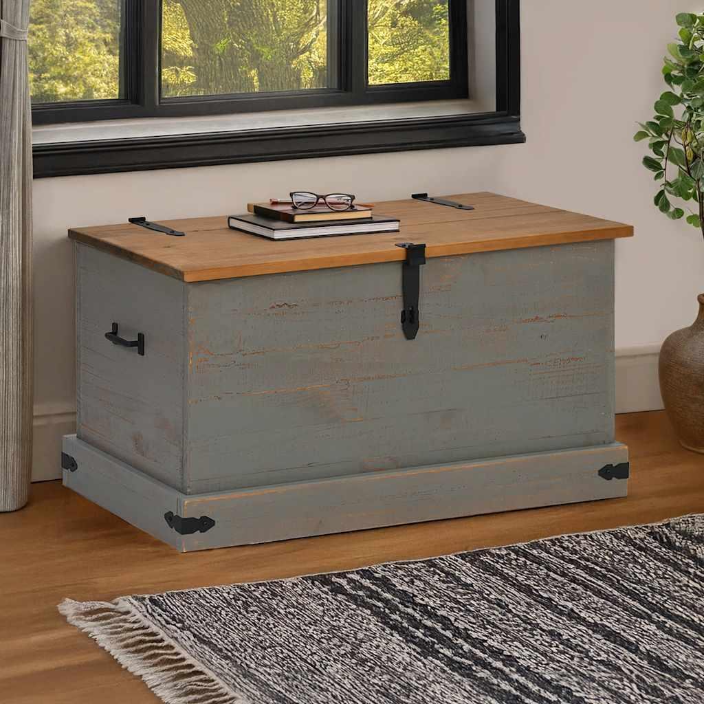 Opbevaringskiste Halden 91X48X47 Cm Massivt Fyrretræ - Grå