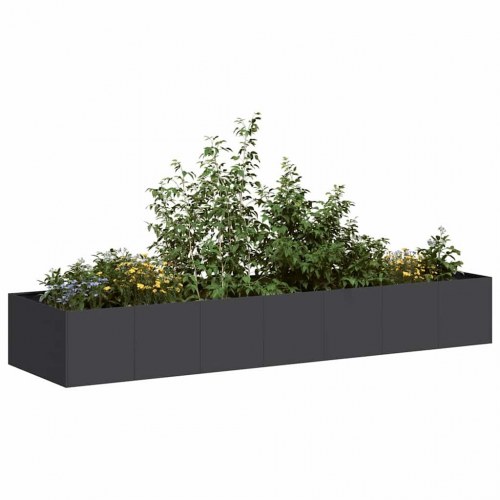 Plantekasse i stål - 280 × 80 × 40 cm, sort højbed med åben bund