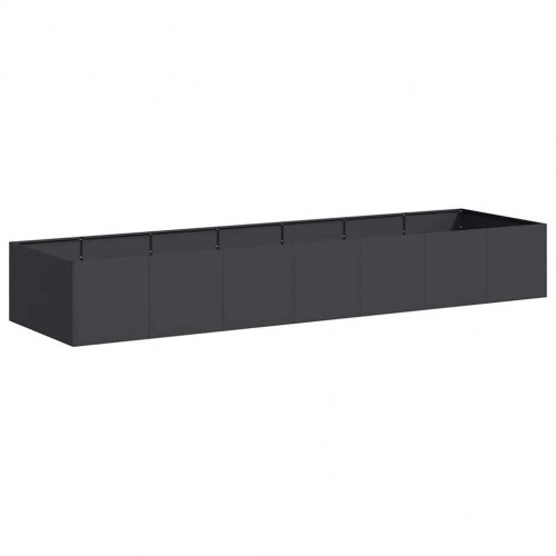 Plantekasse i stål - 280 × 80 × 40 cm, sort højbed med åben bund