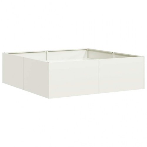 Plantekasse i stål - 100 × 100 × 30 cm, hvid