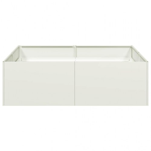 Plantekasse i stål - 100 × 100 × 30 cm, hvid