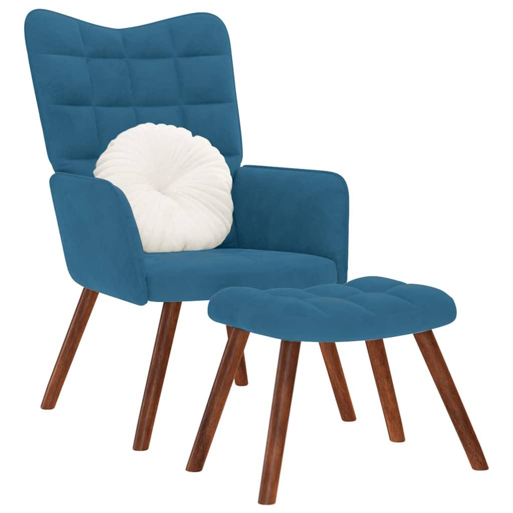 Lænestol Fløjl - Blå / with stool